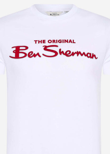 Ben Sherman T-shirts  Signature flock tee - white 