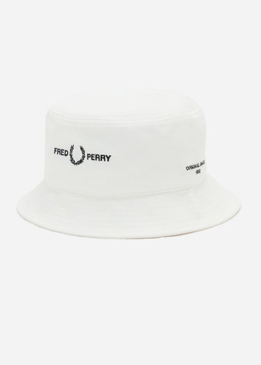 Fred Perry Bucket Hats  Branded twill bucket hat - snow white 