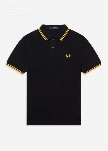 Fred Perry Polo's  Twin tipped aw polo - black / new yellow 