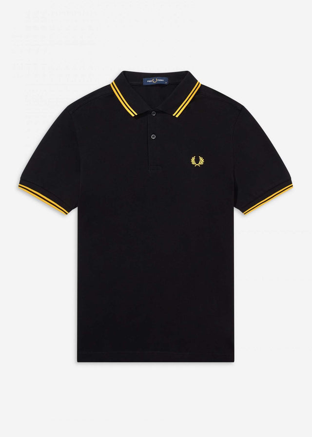 Fred Perry Polo's  Twin tipped aw polo - black / new yellow 