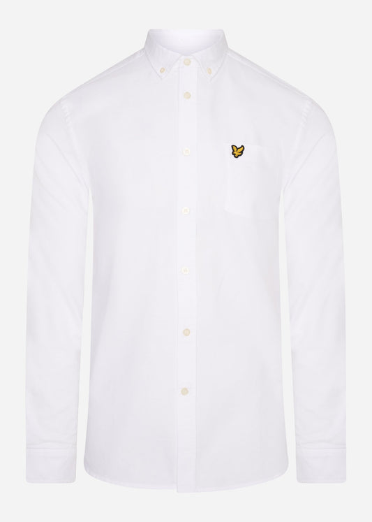 Lyle & Scott Overhemden  Light weight oxford shirt ss - white 