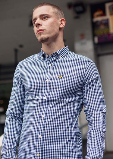 Lyle & Scott Overhemden  Slim fit gingham shirt - navy white 