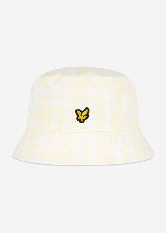 Lyle & Scott Bucket Hats  Reversible check bucket hat - white lemon 