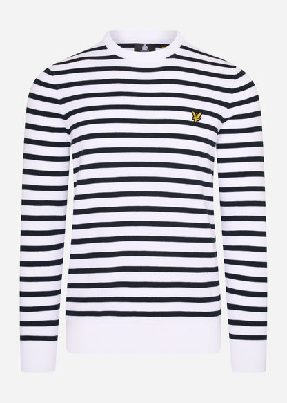 Lyle & Scott Truien  Breton stripe jumper - white 