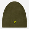 Lyle & Scott Mutsen  Knitted ribbed beanie - olive